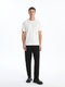 Crew Neck Plain Jacquard Ribbed Men's T-Shirt